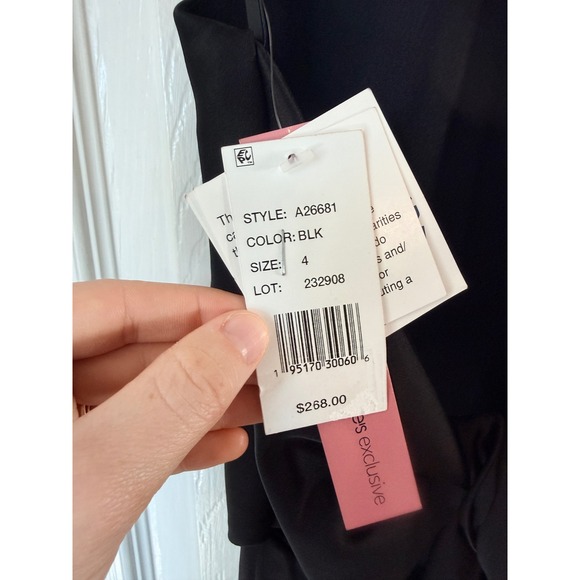 AQUA Halter Wide Leg Satin Tie Back Jumpsuit Black Size 4 - Picture 6 of 6